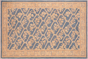 handmade Transitional Kafkaz Chobi Ziegler Blue Tan Hand Knotted RECTANGLE 100% WOOL area rug 6 x 9